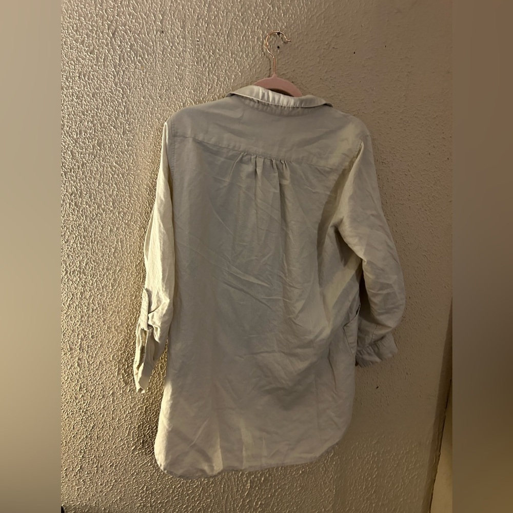 For Cynthia Linen Cotton Women’s Button Down 3/4 Sleeve Size L Boho Indie Tunic - Picture 11 of 15